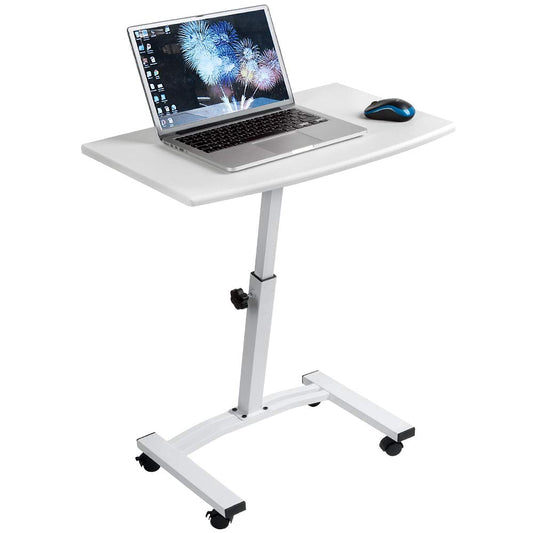 Tatkraft Cheer, Table pour Ordinateur Portable Mobile, Bureau Réglable en Hauteur 52-84 cm, 4 roulettes avec Freins, Blanc