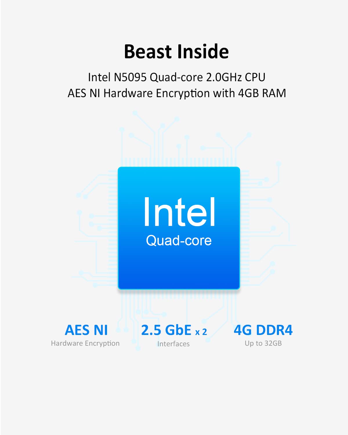 TERRAMASTER F4-423 NAS 4 Baies Hautes Performances pour SMB avec processeur Quad-Core N5095, mémoire DDR4 4 Go, 2 Ports 2,5 GbE, Serveur de Stockage réseau (sans Disque)