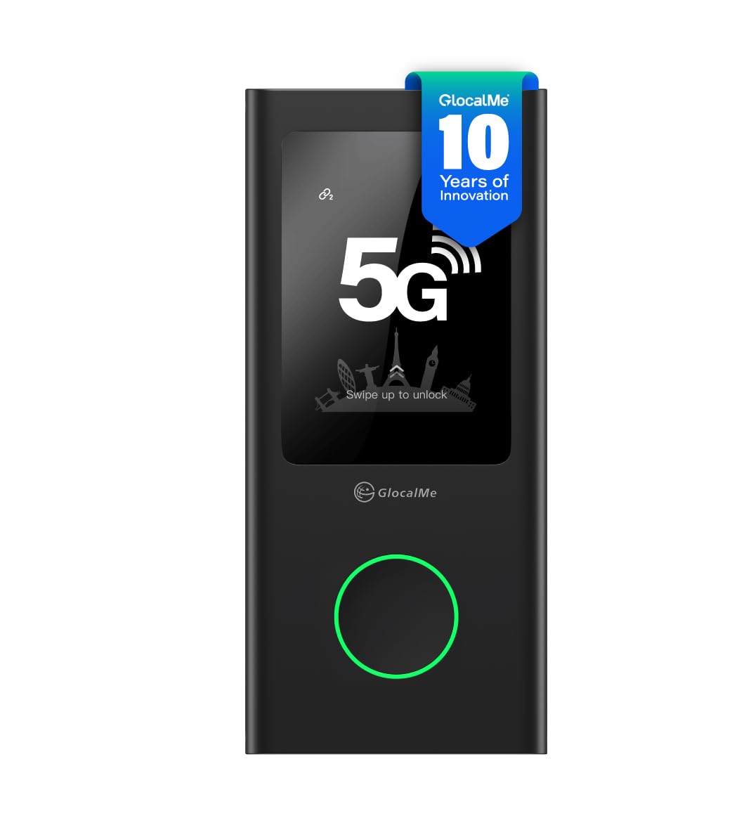 GlocalMe U50 Numen Air 5G Routeur WiFi Mobile, Bandes Fréquence Globales, Pas Besoin de Carte SIM, Prend en Charge 16 appareils, Batterie 5400 mAh, Point d'accès Wi-FI de Voyage ou Maison (Noir)