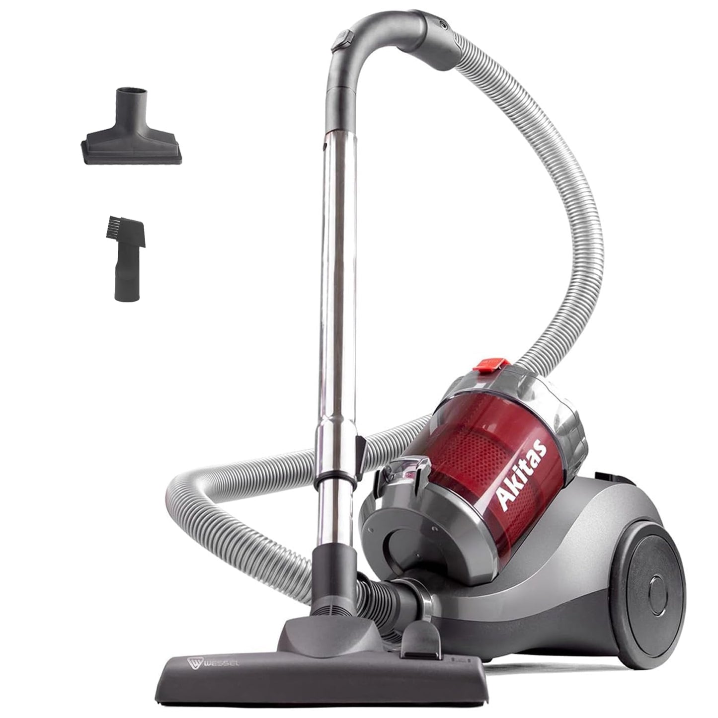 Akitas 800W Aspirateur cylindrique Puissant sans Sac avec tête de buse Allemande Wessel Werk pour sols durs et Tapis