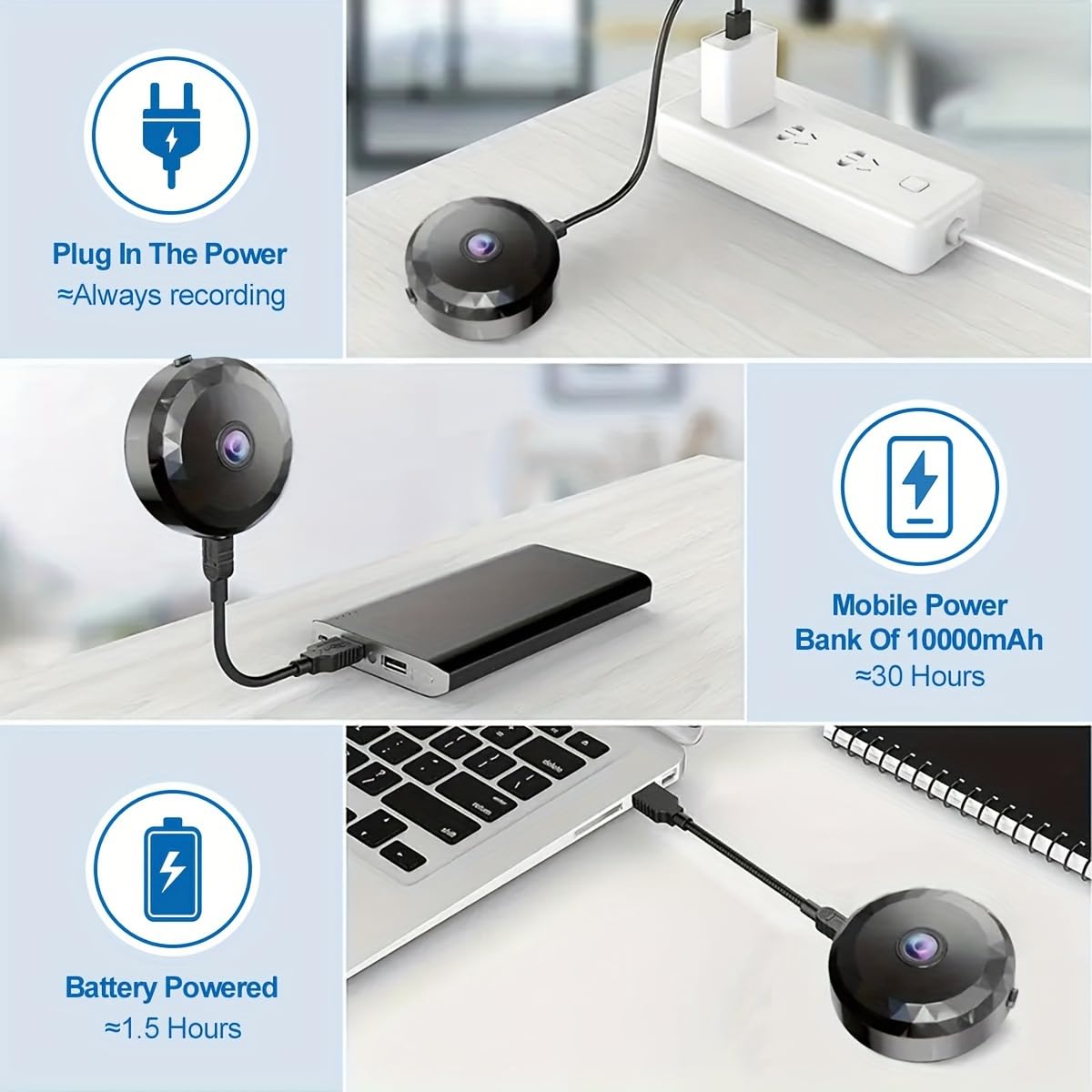 DVONE Mini Caméra Espion, WiFi 1080P HD Mini Caméra de Surveillance Interieur/Extérieur sans Fil avec Audio et Vidéo, avec Enregistrement Longue Batteries, pour l'extérieur/intérieur