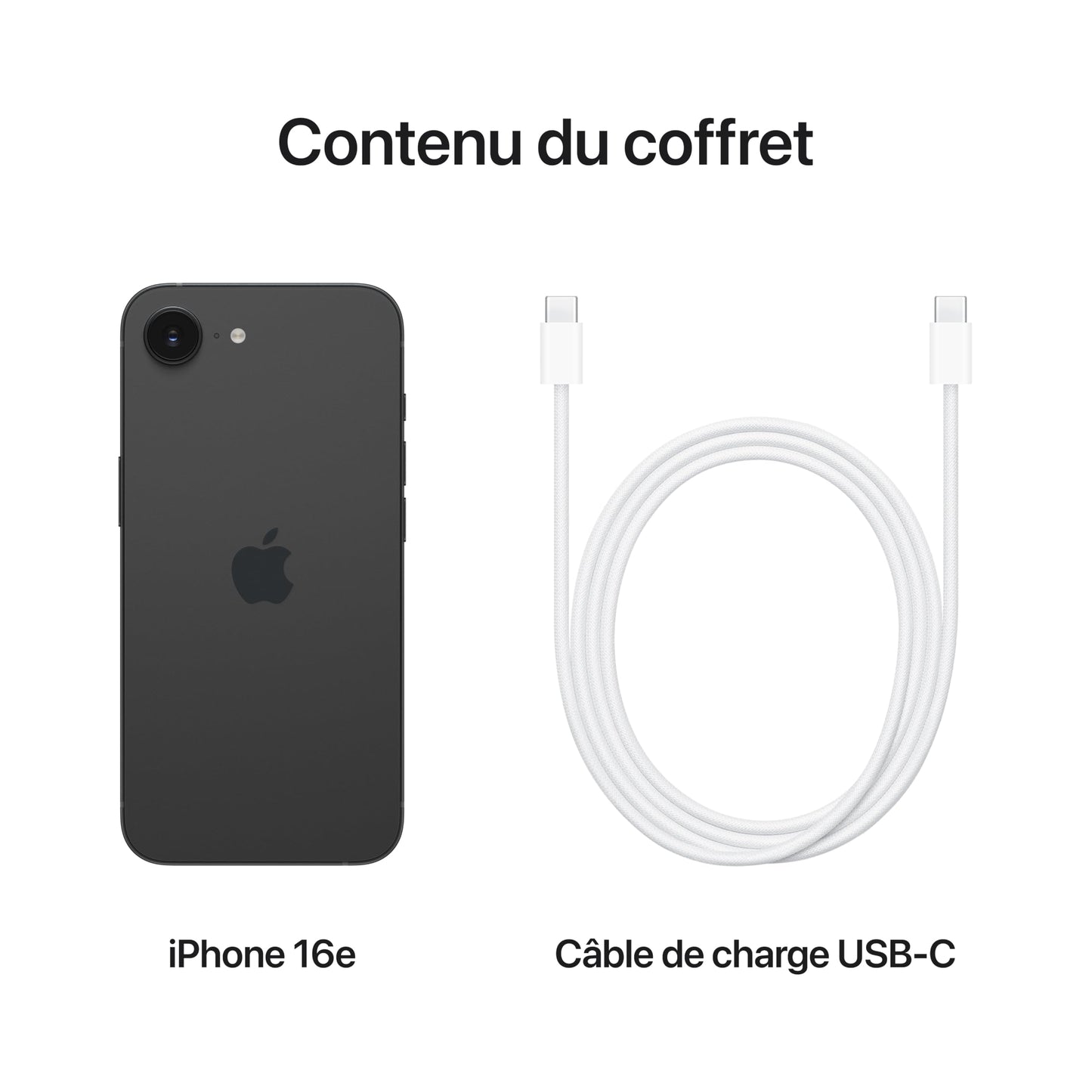 iPhone 16e 128 Go : Conçu pour Apple Intelligence, Puce A18, Autonomie de Taille, Caméra Fusion 48 Mpx, Écran Super Retina XDR de 6,1 Pouces; Noir