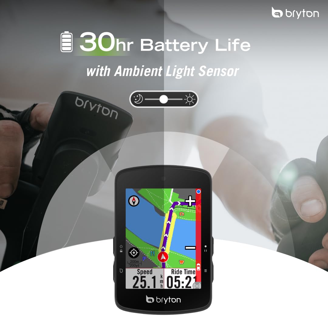 Bryton Rider S510 Pack capteurs Compteur GPS pour vélo avec écran Tactile Couleur 2,8", Carte Offline de l'europe, compatibilité avec Radar vélo, autonomie de 30 Heures, Navigation Virage par Virage