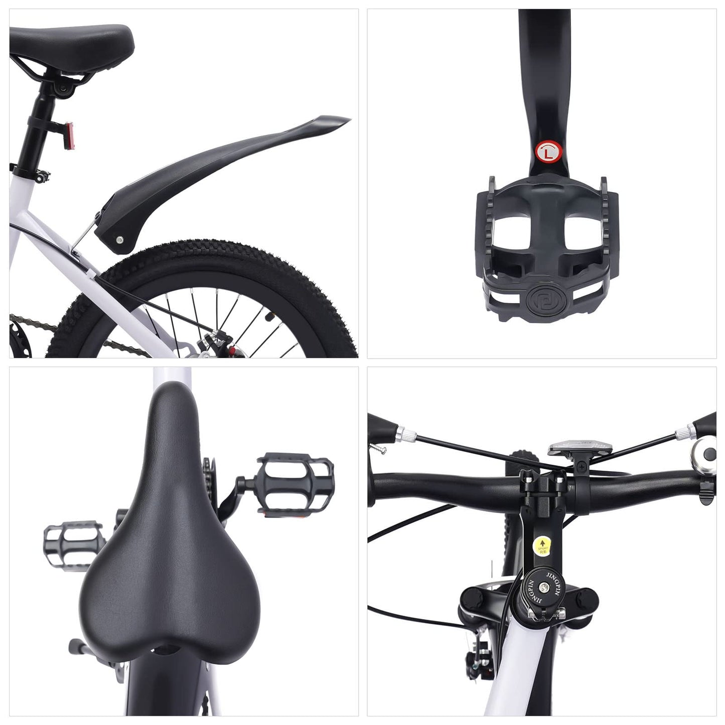 MooBeey Vélo confortable de 18" en acier au carbone avec hauteur d'assise réglable (59-70 cm), fourche avant absorbant les chocs, petit VTT pour homme et femme (blanc)