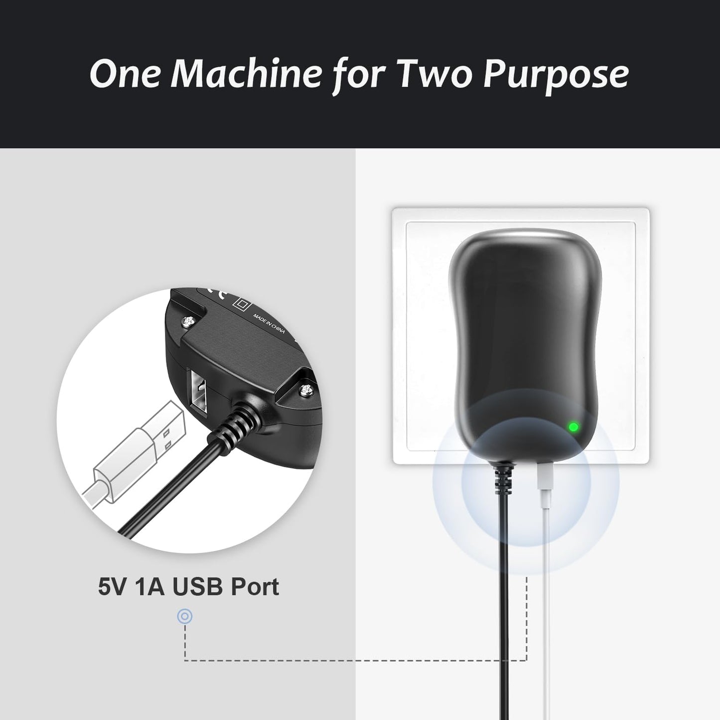 Zolt 41W Adaptateur Secteur Universel AC DC 6V 9V 12V 15V 18V 20V 24V Transformateur d'alimentation avec Port USB 5V 1A, 1500mA Max.