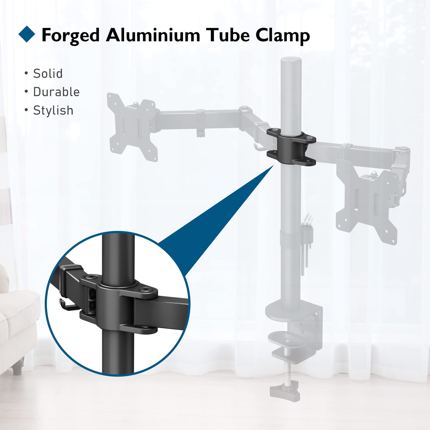 BONTEC Support Ecran PC 2 Ecran pour Moniteurs de 13-27 Pouces, Bras Ecran PC Réglable en Hauteur, Inclinable, Rotatif et Pivotant, Poids Max 10KG, VESA 75/100