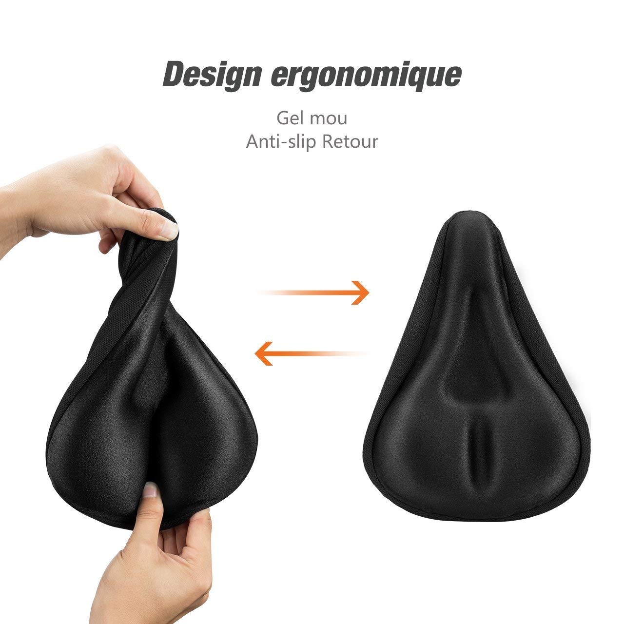 Housse de Selle de Vélo, RIXOW Silicone Coussin de Selle de Vélo en Gel et Confortable pour VTT de Montagne, Vélo de Route, pour Hommes et Femmes