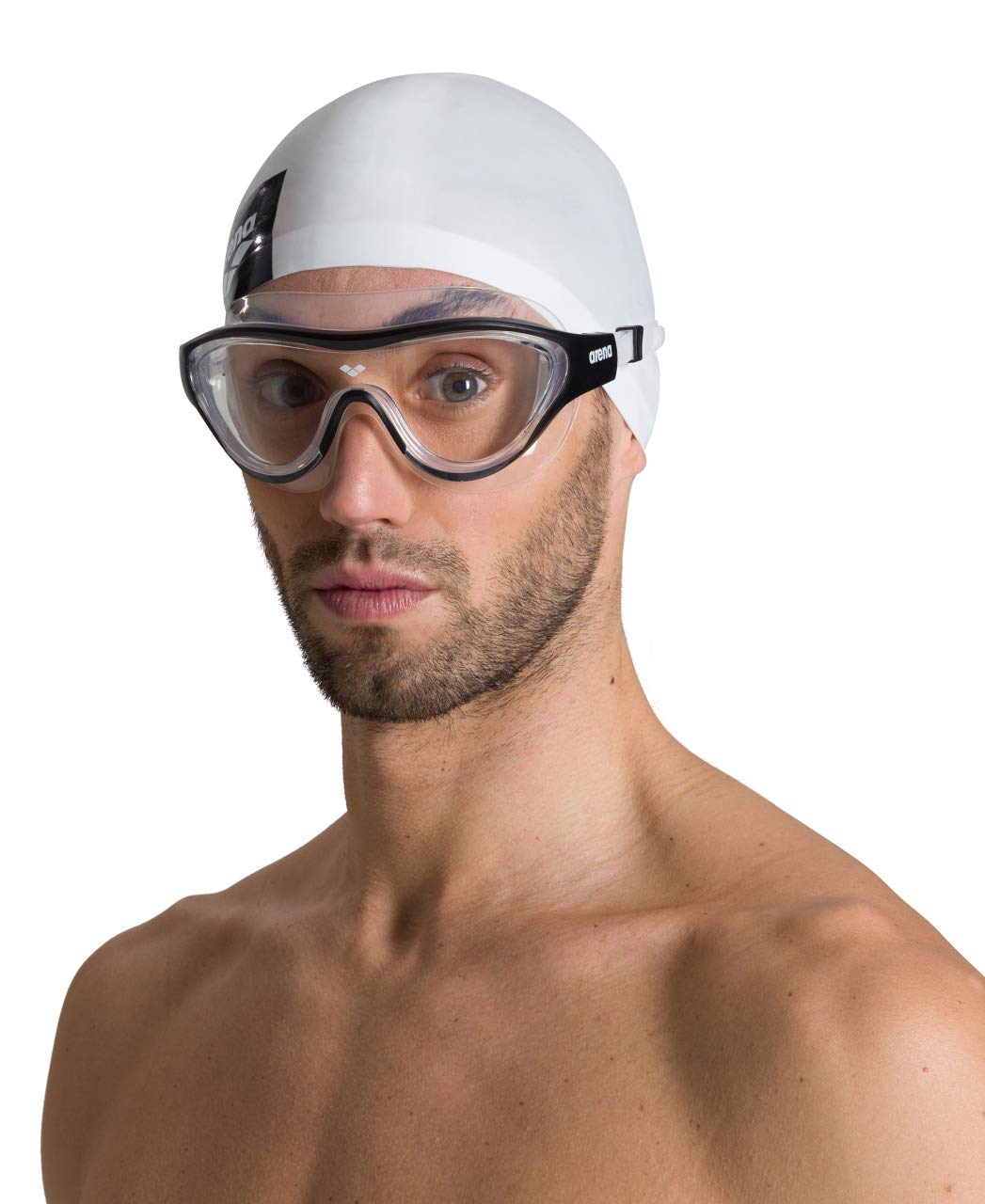 arena Lunettes de Natation Adultes The One Mask , Antibuée, Mixtes, Masque avec Verres Larges, Protection contre les UV, Pont de Nez Auto-ajustable, LIGHT_SMOKE-JADE-BLACK