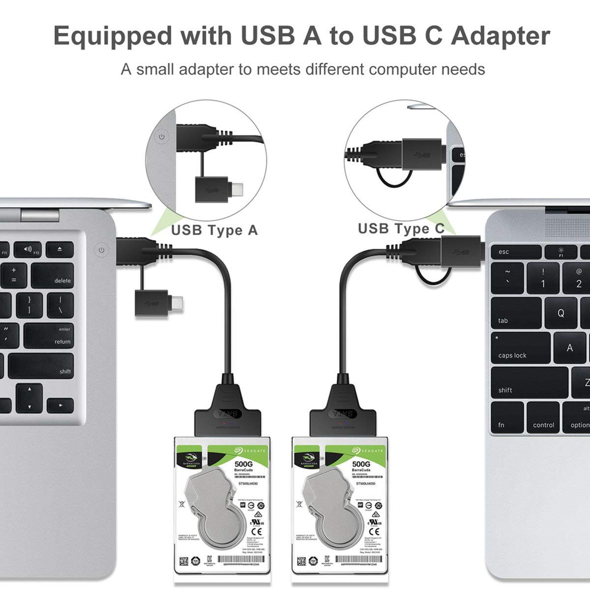 Xiwai Câble adaptateur USB 3.0 mâle vers SATA 22 broches pour disque dur 2,5 pouces pour MacBook et ordinateur portable