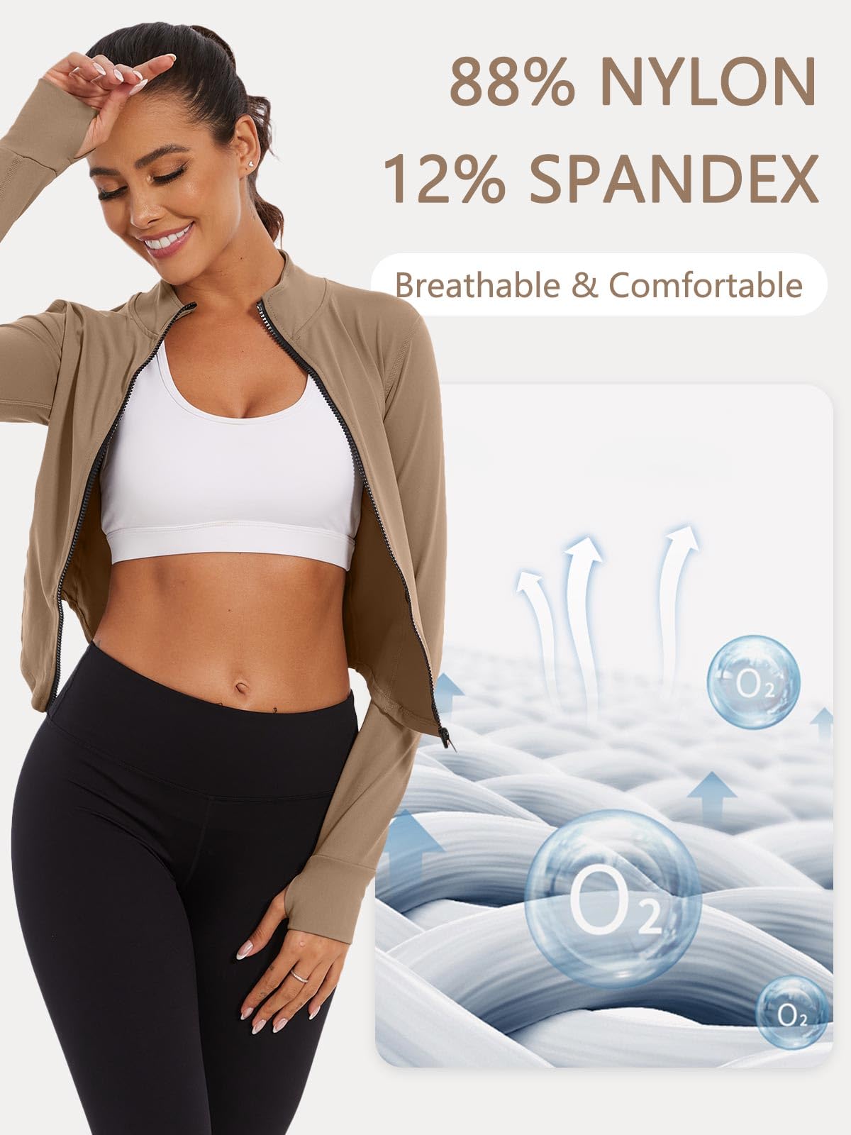 CheChury Femmes Sport Veste Zip Respirante Veste de Course à Manches Longues dégagée Haut Slim Respirant Haut Quickdry Trou Pouce Veste Jogging Yoga,Vert,XXL