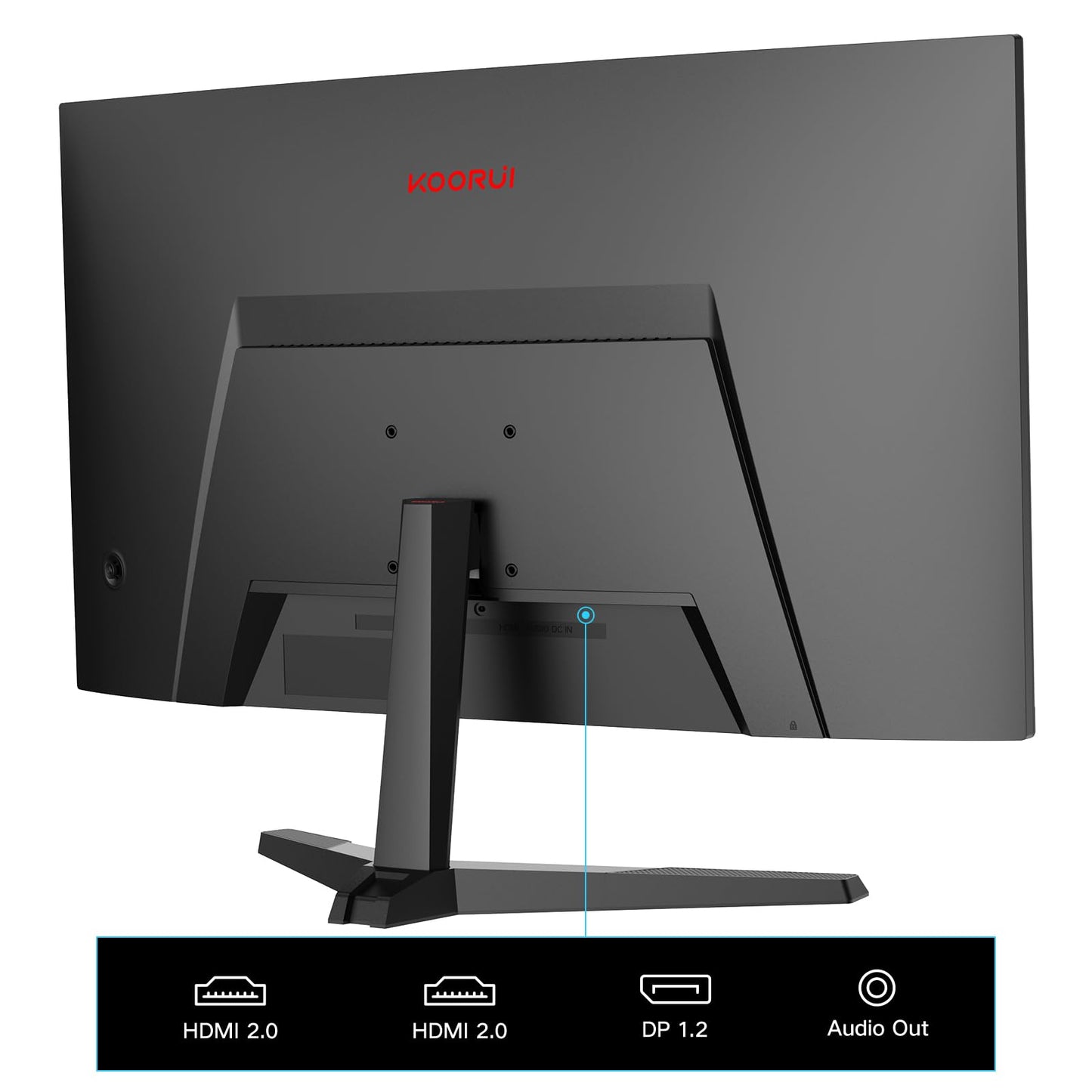 KOORUI 24'' Ecran PC Gaming Incurvé, 180Hz Moniteur PC Dalle VA, Résolution FHD (1080P) Lunette Ultra-Mince, Inclinaison réglable, Prend en Charge HDMI2.0/DP1.2