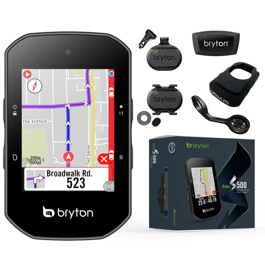 Bryton Rider S500 GPS Cycloordinateur pour vélo avec écran Tactile Couleur de 2,4", Carte Hors Ligne de l'europe et Navigation (Rider S500T (Sensor Bundle))