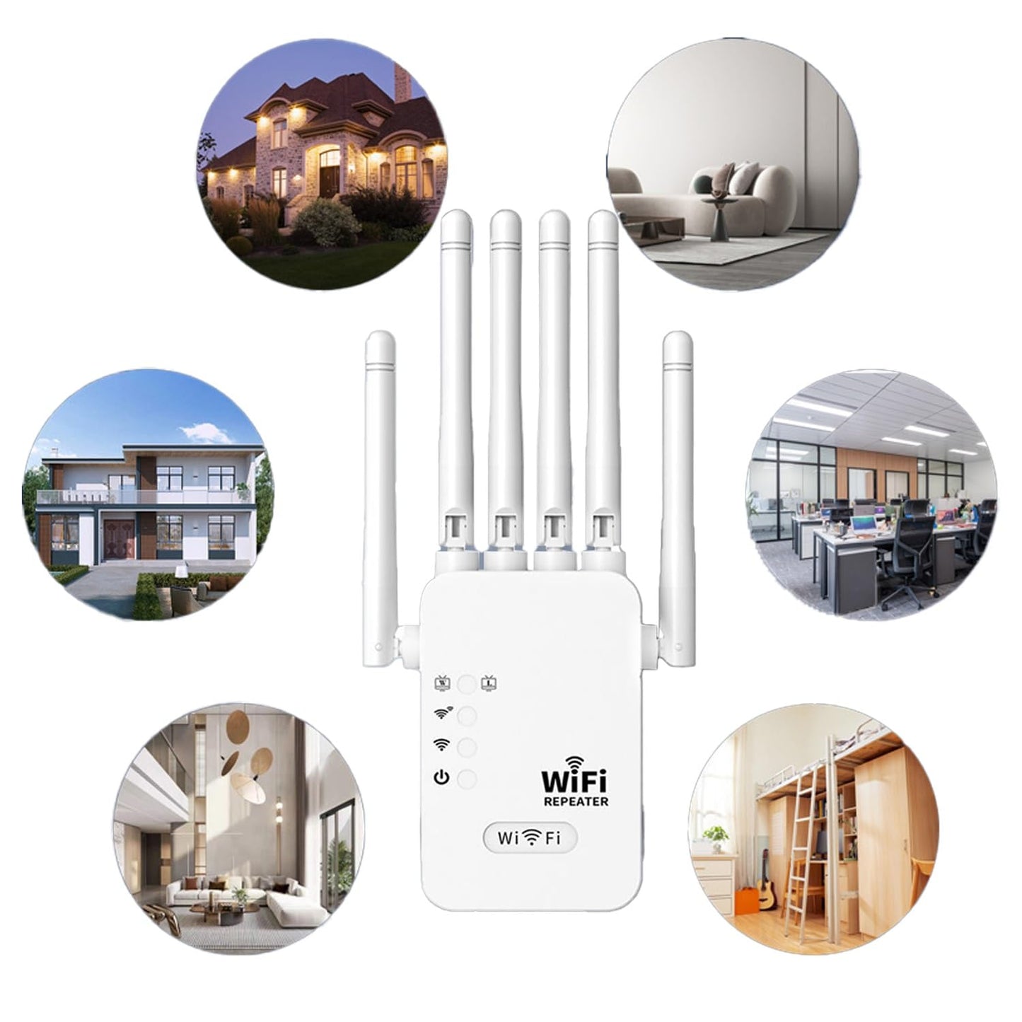 Répéteur WiFi Exterieur, 2024 Nouveau Amplificateur WiFi 6 antennes, Répéteur WiFi Puissant sans Fil Double Bande 5GHz & 2.4GHz WiFi Extender, Compatible avec Toutes Les Box Internet Ethernet Port