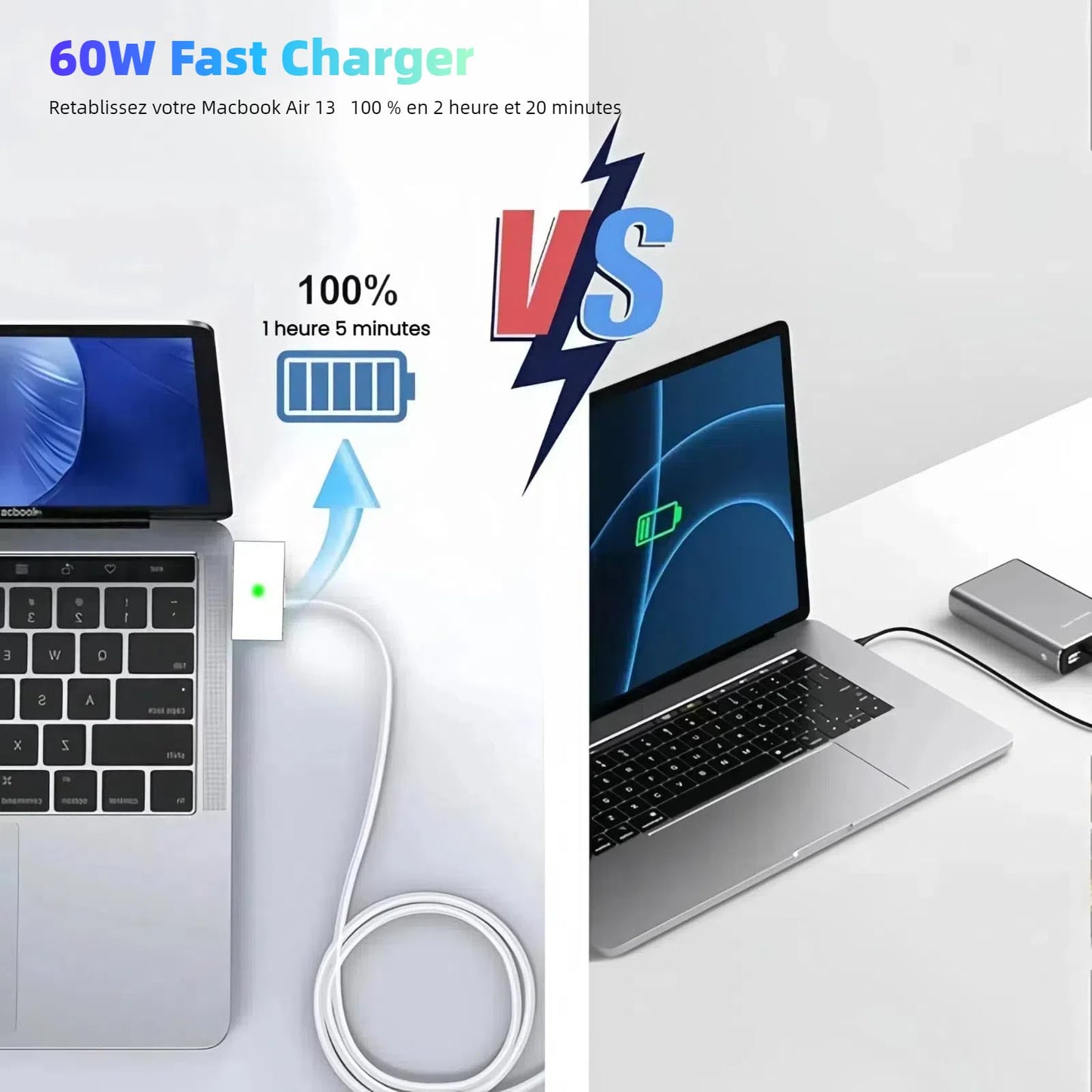 COOYA Mac Book Pro Chargeur 60W T-Tip Alimentation du Chargeur Magnétique Chargeur Universel pour Ordinateur Portable Compatible avec Mac Book Air/Mac Book Pro 13 Pouces (Après 2012)