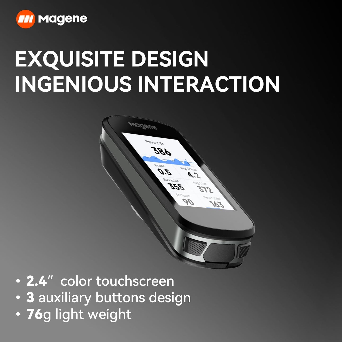 Magene C506 GPS Compteurs Vélo sans Fil, Navigation par Carte, Écran Couleur Tactile, Entraînement Cycliste, Rappels Intelligents, WiFi&Bluetooth, IPX7