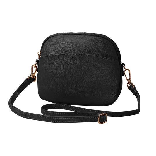 FANDARE Cuir Véritable Sac à Bandoulière Femme Sacs D'épaule Porté Epaule Sacoche pour Voyage École Achats Crossbody Bag Noir