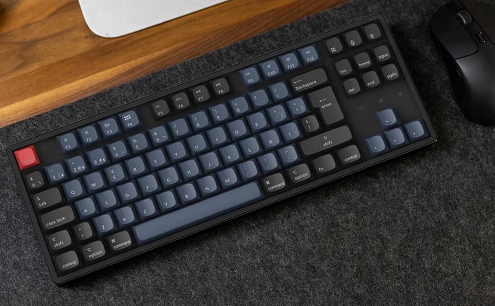 Keychron K8 Pro QMK/Via Clavier mécanique sans Fil, remplaçant à Chaud TKL Clavier Programmable personnalisé avec RGB rétroéclairé, Gateron G Pro Red Switch pour Mac Windows Linux