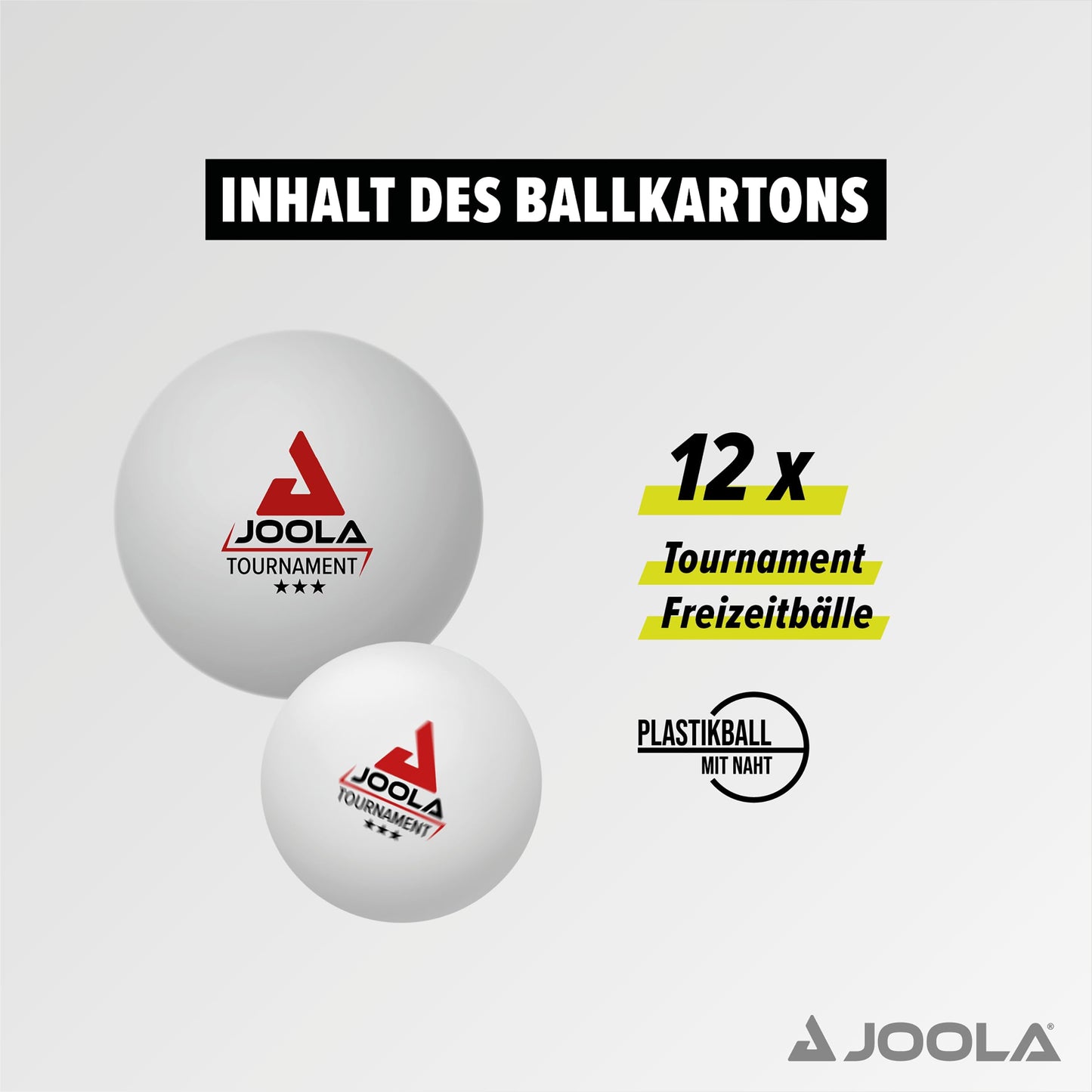 JOOLA Balles de ping-Pong Tournament, 40+, Balles de Tennis de Table; Unisexe pour Adulte Blanc Taille Unique,12 pièces