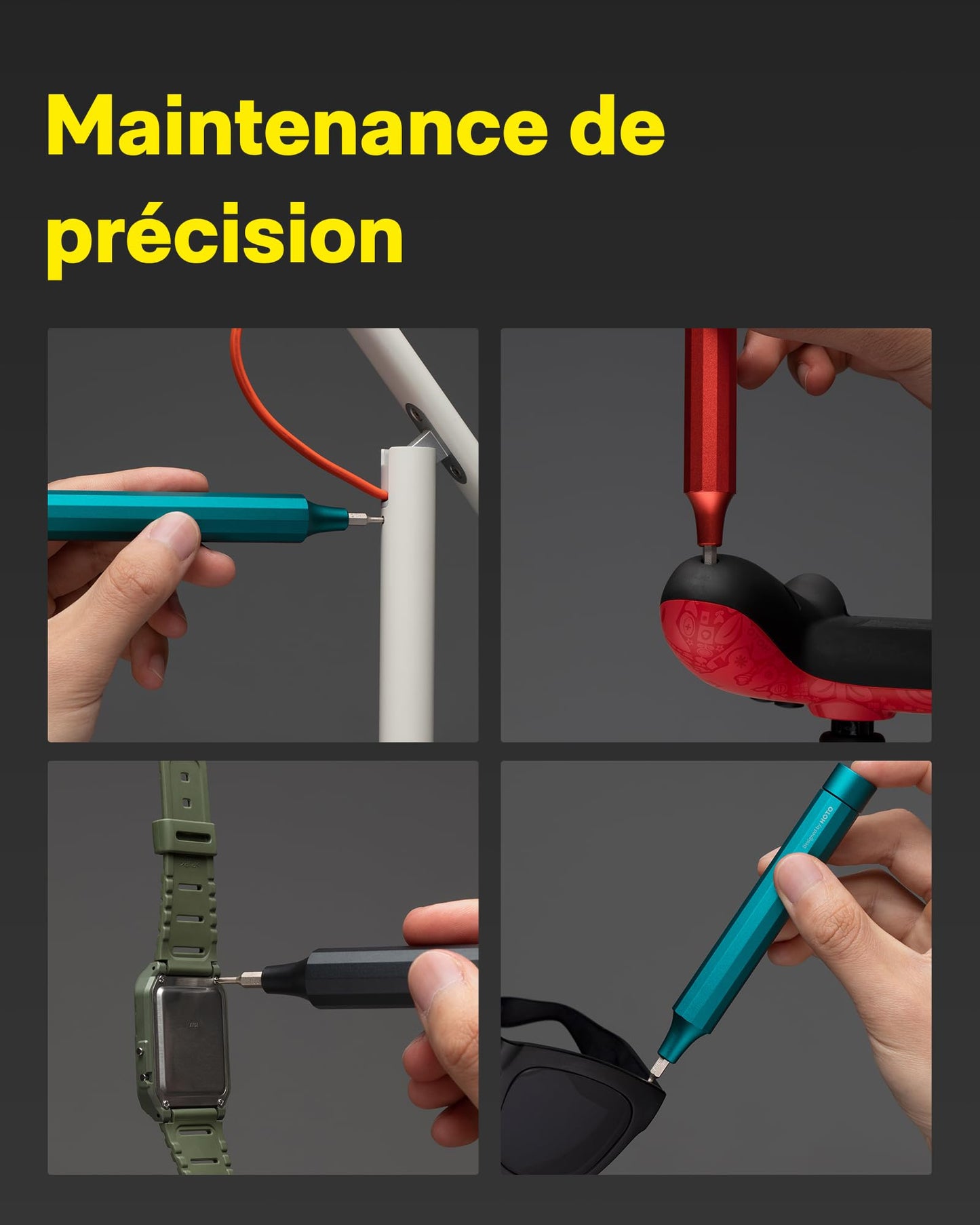 HOTO 24 en 1 Tournevis Précision, 24 Embouts Magnétique en Acier S2, Réparation pour électronique, Montre, iPhone, PC, Gris Ardoise