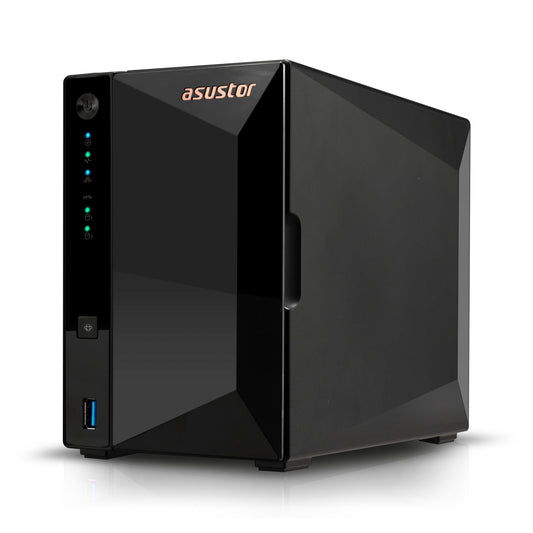 Asustor Drivestor 2 Pro Gen2 AS3302T v2 Boîtier de Stockage réseau NAS à 2 Baies, 1,7 GHz Quad-Core, Port 2,5 GbE, 2 Go de RAM DDR4, Stockage réseau connecté pour Stockage Cloud (diskless)