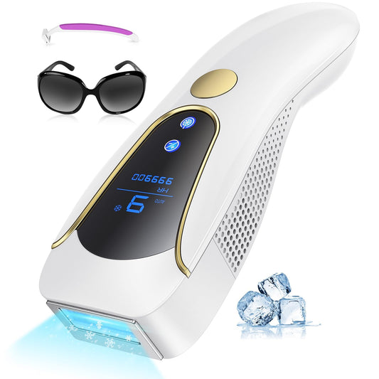 Épilateur Lumière Pulsée avec Fonction de Refroidissement, 3 en 1 Épilateur Laser IPL avec Fonction de HR/RA/SC,999,900 Flashs/9 Niveaux D'énergie,Épilation Laser pour Corps Aisselles Jambes et Bikini