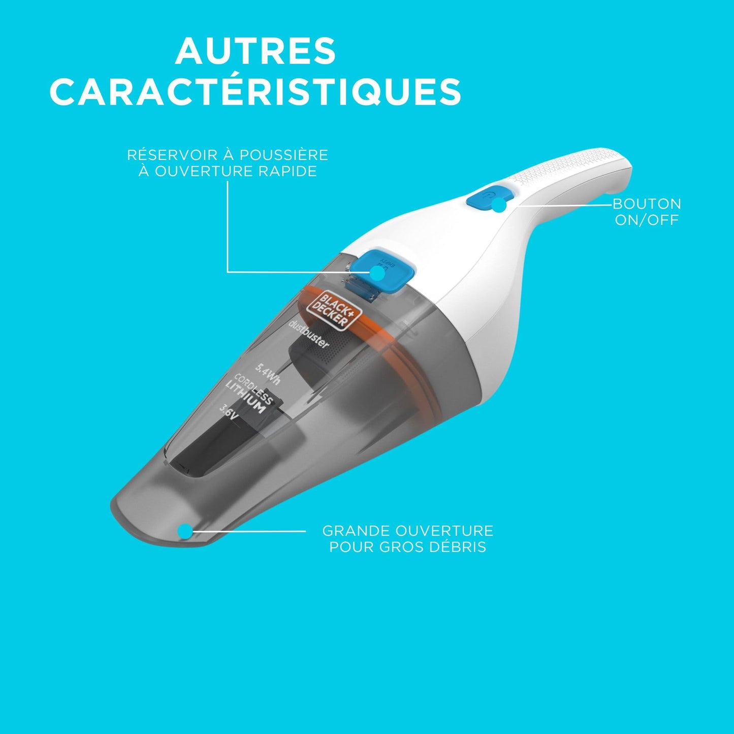 Black+Decker dustbuster, Aspirateur à Main sans Fil 3.6V, NVC115JL-QW