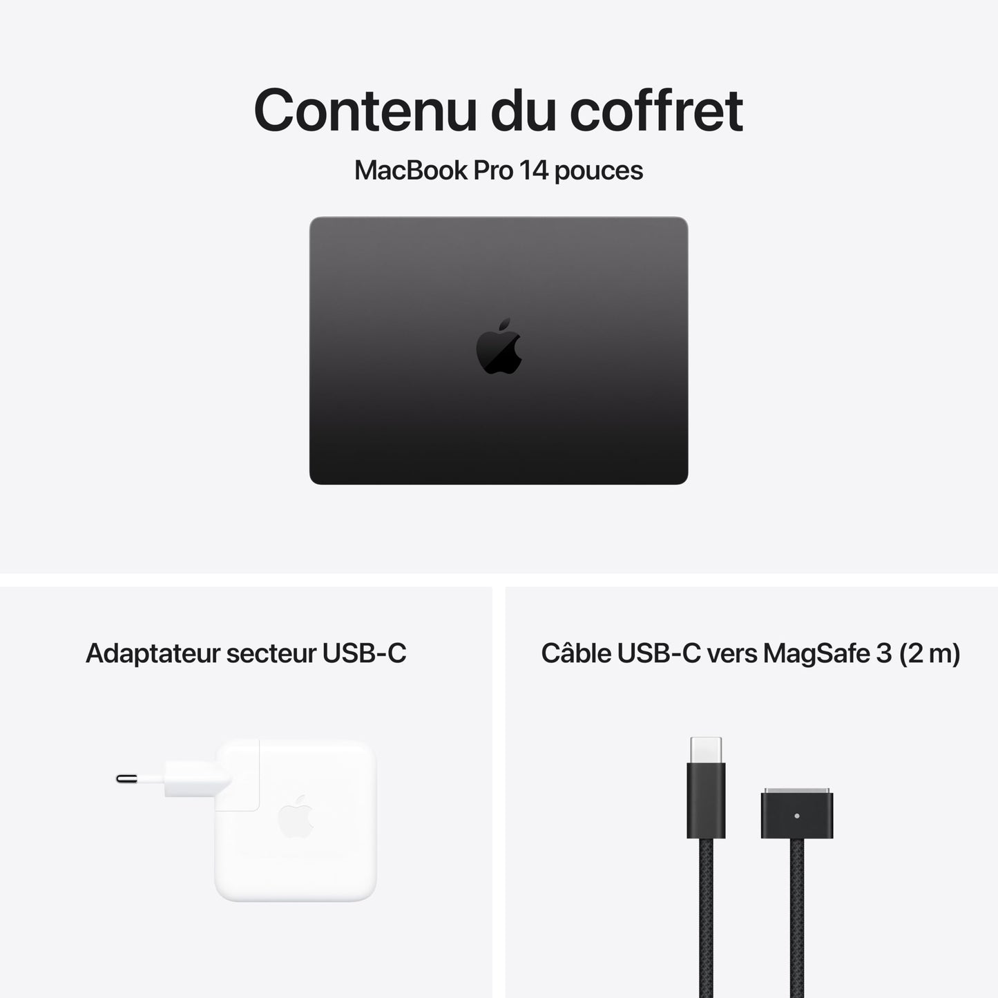 Apple MacBook Pro Ordinateur Portable avec Puce M4, CPU et GPU 10 cœurs : Conçu pour Apple Intelligence, écran Liquid Retina XDR 14,2″, 16Go de mémoire unifiée, 512 Go de Stockage SSD; Noir sidéral