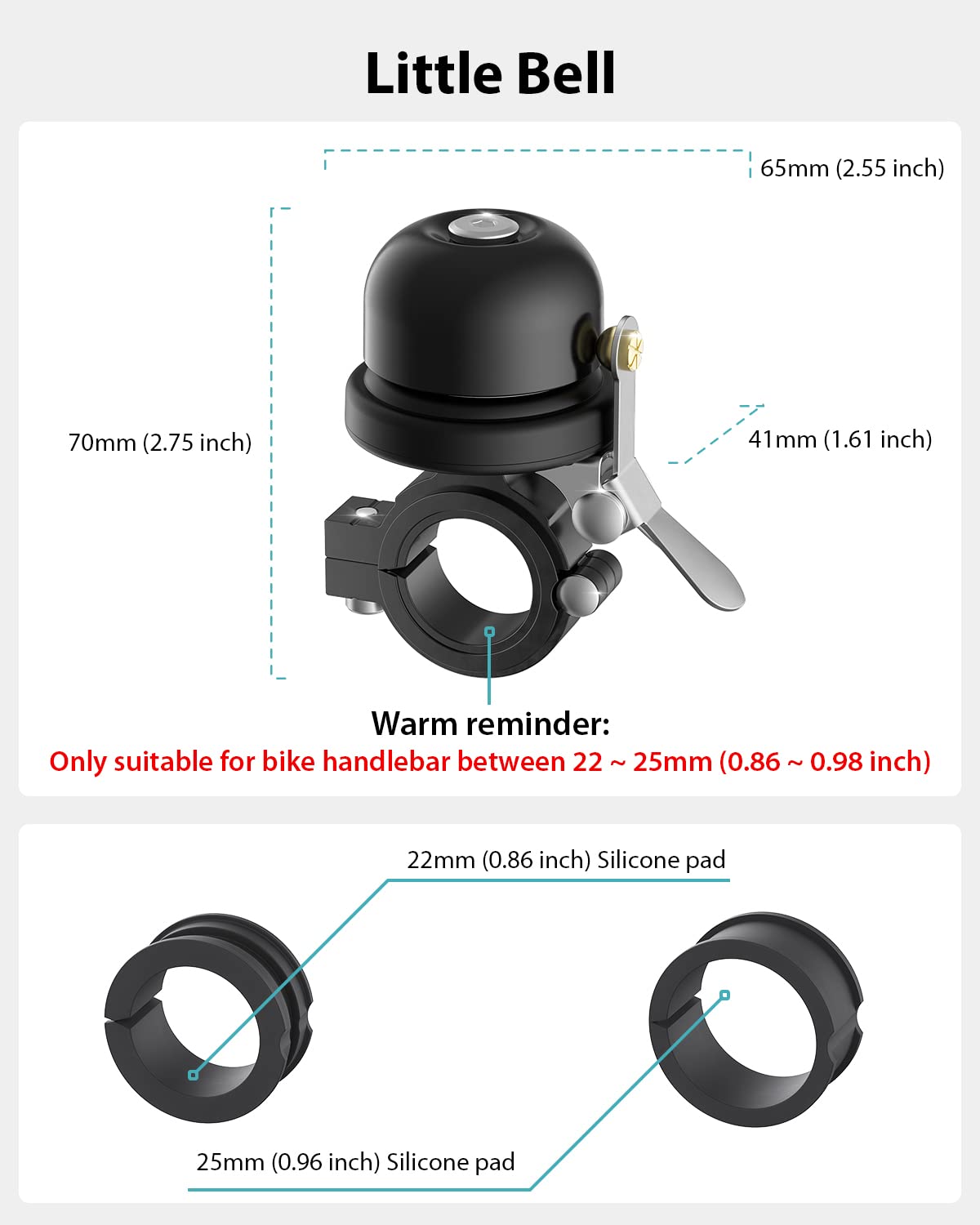 Stouchi Sonnette de vélo pour Apple AirTag - 22 mm-25 mm de diamètre - Antivol caché - Étanche - en Laiton - pour vélo de Route, VTT