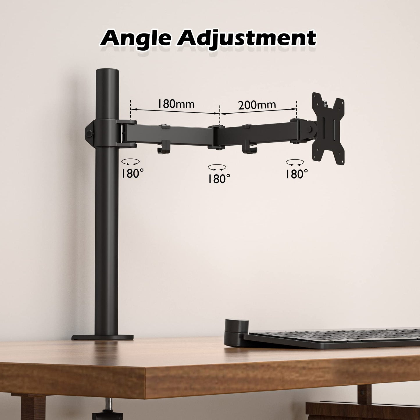 BONTEC Support Ecran PC Support Moniteur Ordinateur Ecran LCD LED de 13-32 Pouces, Bras Écran PC Simple, Capacité de Charge 10 kg, Réglable en Hauteur Inclinable et Pivotant - VESA 75x75-100x100 mm