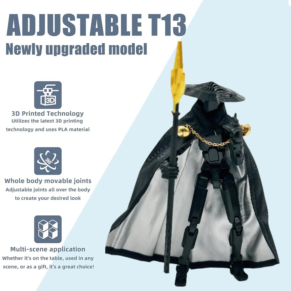 Syijupo T13 Action Figure,13cm Figurine d'action Titan 13,Figurine d'action Imprimée en 3D,Figurines d'action Multi-articulations,T13 Figurine d'action avec Armes,Décorations de Bureau