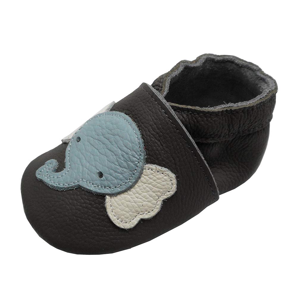 YIHAKIDS Chaussures Bébé en Cuir Doux- Bébé Chaussure - Chaussons bébé en Cuir Souple(Size L,Gris，12-18 Mois,23 EU)