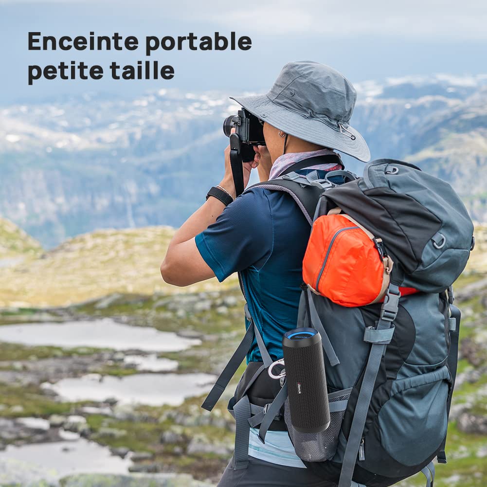 RIENOK Enceinte Portable Bluetooth aux Basses Renforcées, 30H, Bluetooth 5.3, 30W Enceinte Puissante, IPX7, AUX, TF Carte, pour Fêtes/Voyage/Extérieur, Noir