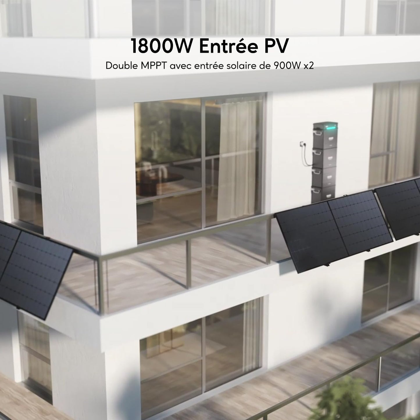 Zendure Solarflow Hyper 2000 avec AB2000S 1920Wh, Centrale Électrique de Balcon avec Entrée Solaire 1800W, HUB Intégré(Unité de Contrôle Intelligente) et Micro Onduleur, Biface Panneau Solaire 1 118W