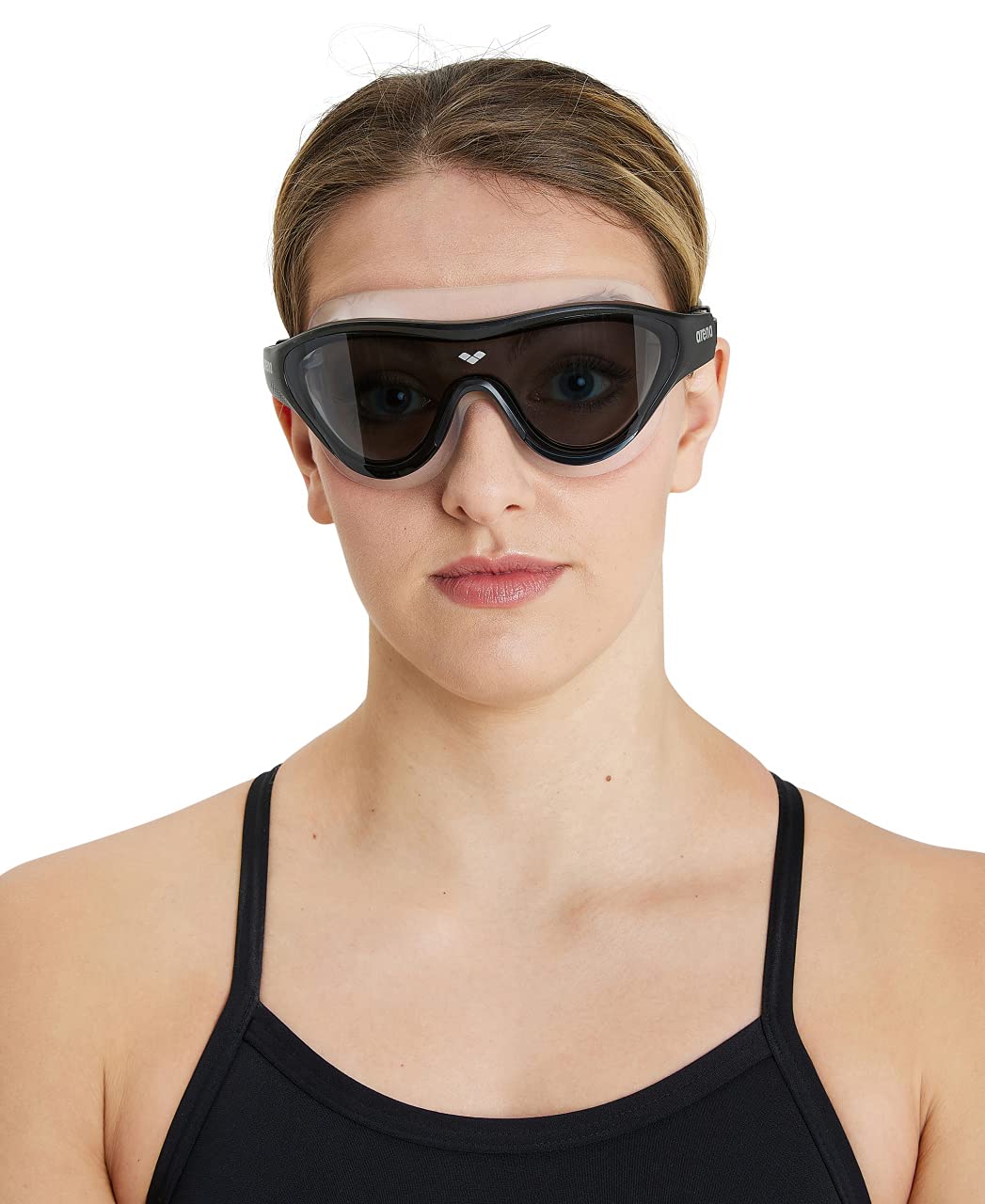 arena Lunettes de Natation Adultes The One Mask , Antibuée, Mixtes, Masque avec Verres Larges, Protection contre les UV, Pont de Nez Auto-ajustable, LIGHT_SMOKE-JADE-BLACK