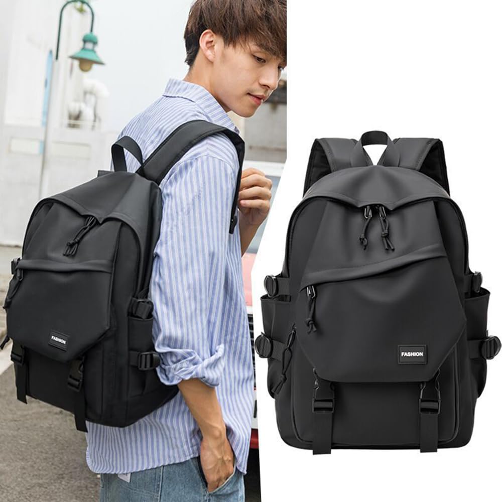 XINYASEE Sac à Dos Homme, Imperméable Oxford Sac a Dos Femme 15,6 Pouces Cartable Garcon Fille Collège Léger Sacs à Dos Scolaire pour Lycée Travail Voyage Loisir Noir (B)