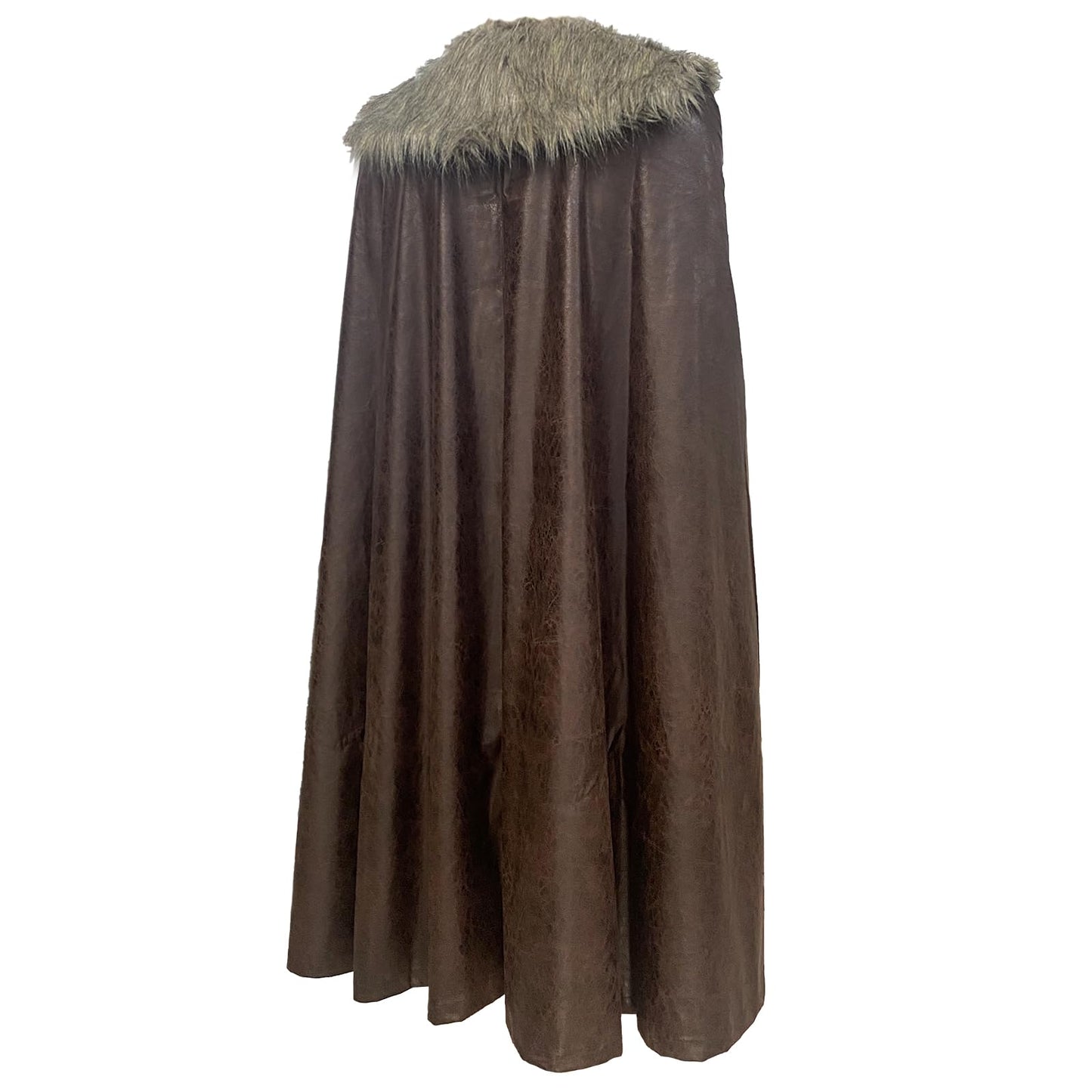 HiiFeuer Cape de Barbare médiévale avec châle en Fourrure Artificielle, Cape de Guerrier Viking à col roulé, Costume de Jeu de rôle Renaissance (Marron foncé L)