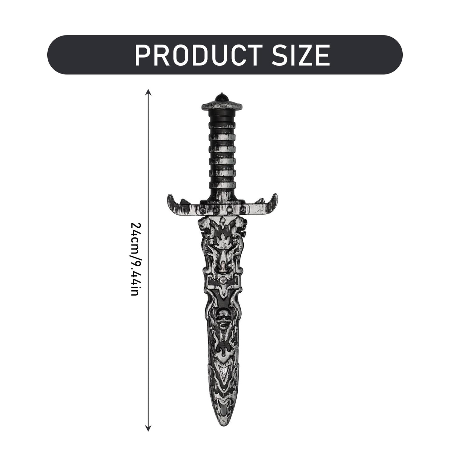 GUOYOU 2 Pièces Dague de Pirate Toy Sword, Épée de Jouet en Plastique, Faux Couteau Non Tranchant, Épée de Pirate pour Accessoires de Costume de Pirate Accessoires de Fête de Pirate