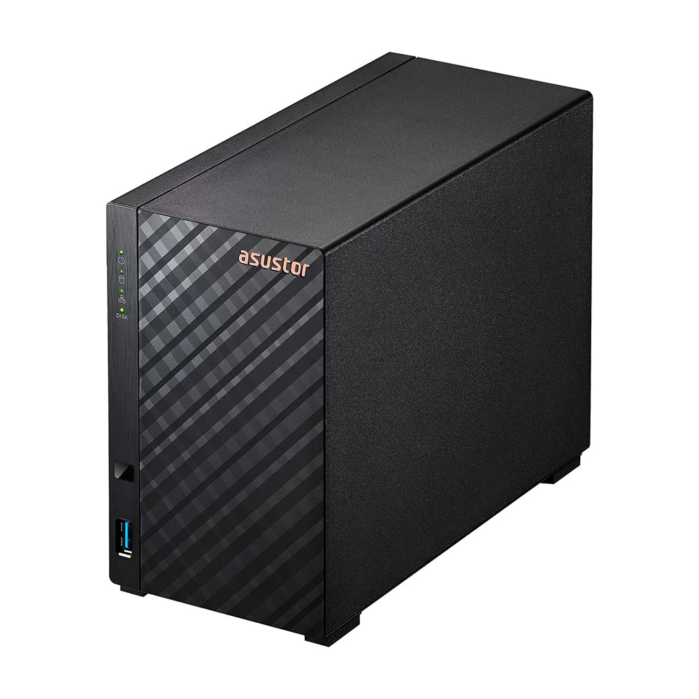 Asustor Drivestor AS1102T 2 Baies Serveur NAS Boîtier Quad Core 1.4 GHz CPU, 2.5GbE Port, 1 Go RAM DDR4 (sans Disque)