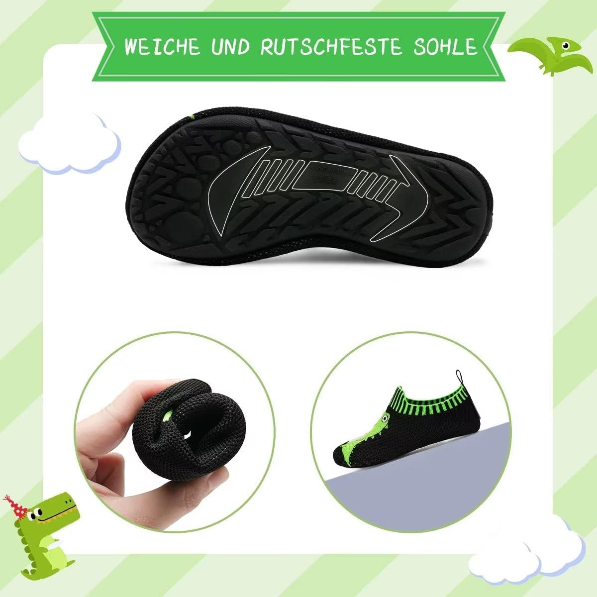 Torotto Chaussons Enfant Garçon Filles Respirant Pantoufles Doux Antidérapant Unisexe Chaussette Bebe Chaussures Crocodile Noir 30/31 EU