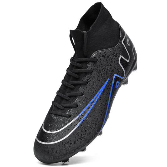 Unitysow Chaussures de Football Homme en Plein Air High Top Spike Crampons Profession Athlétisme Entrainement Chaussures de Sport,T23156 Noir,47 EU