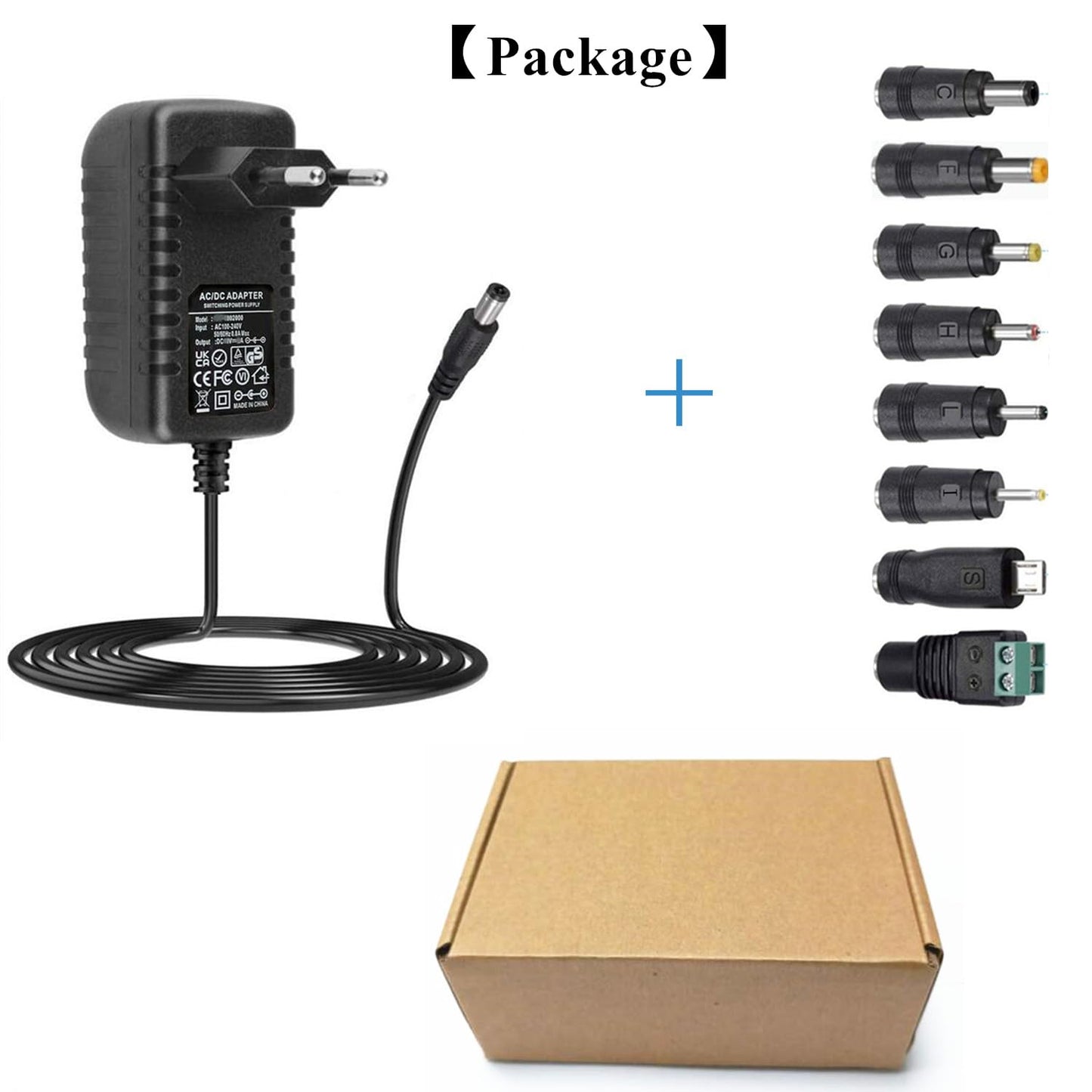 Adaptateur Secteur 9V 2A, AC220V 230V Pilote d'alimentation avec Adaptateur 8 Prises DC9V 2000mA 1500mA 1000mA 500mA Chargeur convertisseur Sans Fil AC-DC (DC9V~2A)