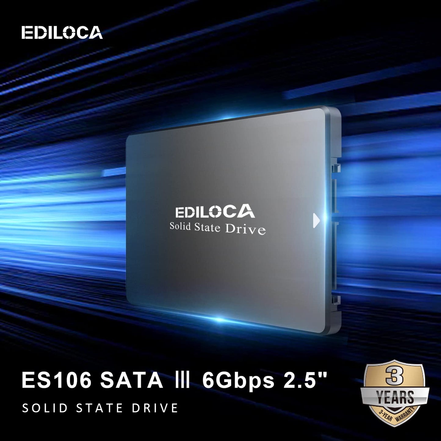 ES106 SSD 1to Disque Dur Interne SATA III 2,5" 3D Nand, Jusqu'à 550 Mo/S en Lecture, Mise à Niveau de MéMoire Et de Stockage pour PC ou Ordinateur Portable