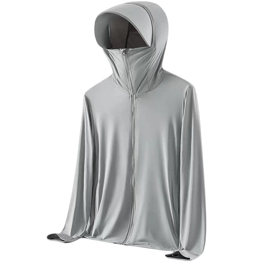 Fukamou Sweat à Capuche Anti-UV | Veste à Manches Longues UPF 50+ avec Soleil - Veste légère à Fermeture éclair intégrale Chemise rafraîchissante à Capuche avec Poche Randonnée Pêche en