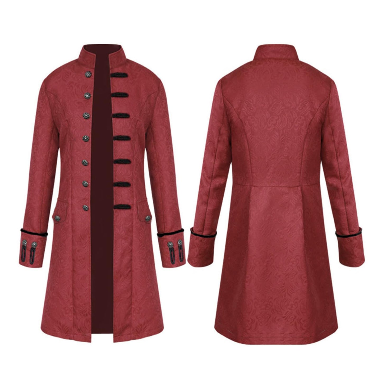 FJKVKDT Costume d'Halloween médiéval pour homme – Uniforme de cour victorienne – Tenue de la Renaissance – Style rétro – Festival – Cosplay quotidien (rouge, taille 2XL)