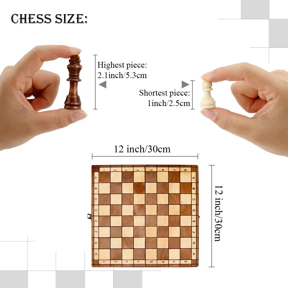 Syrace Jeu d'échecs en Bois Pliable Fait Main (Version Classique) a 2 joueurs