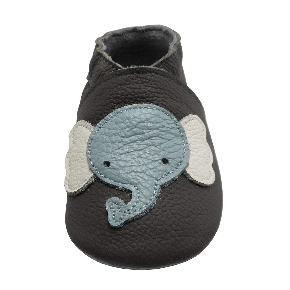 YIHAKIDS Chaussures Bébé en Cuir Doux- Bébé Chaussure - Chaussons bébé en Cuir Souple(Size L,Gris，12-18 Mois,23 EU)