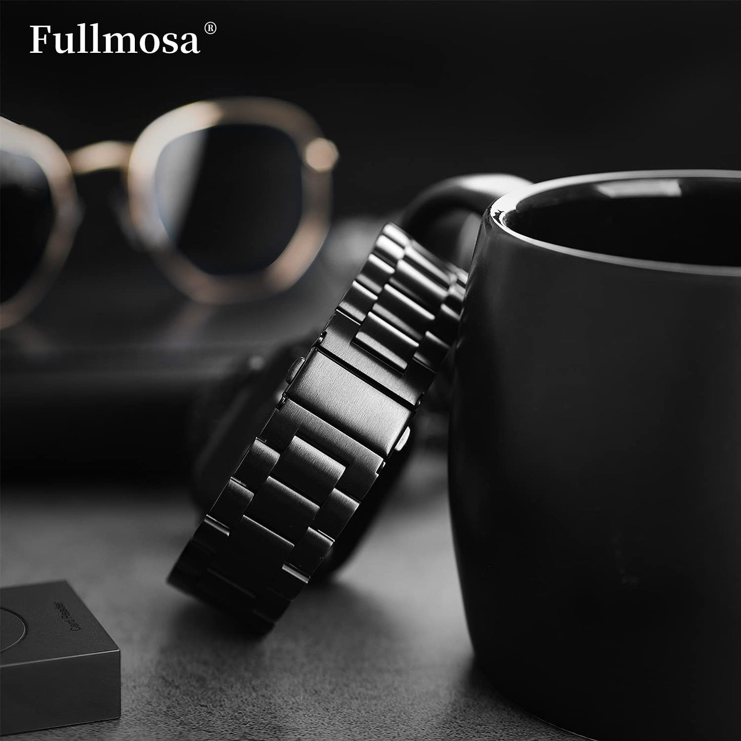 Fullmosa Compatible avec Bracelet Apple Watch 42mm/44mm/45mm en Acier INOX Compatible pour Bracelet apple watch Se Se 2 Series 9/8/7/6/5/4/3/2/1(Noir,42mm/44mm/45mm)