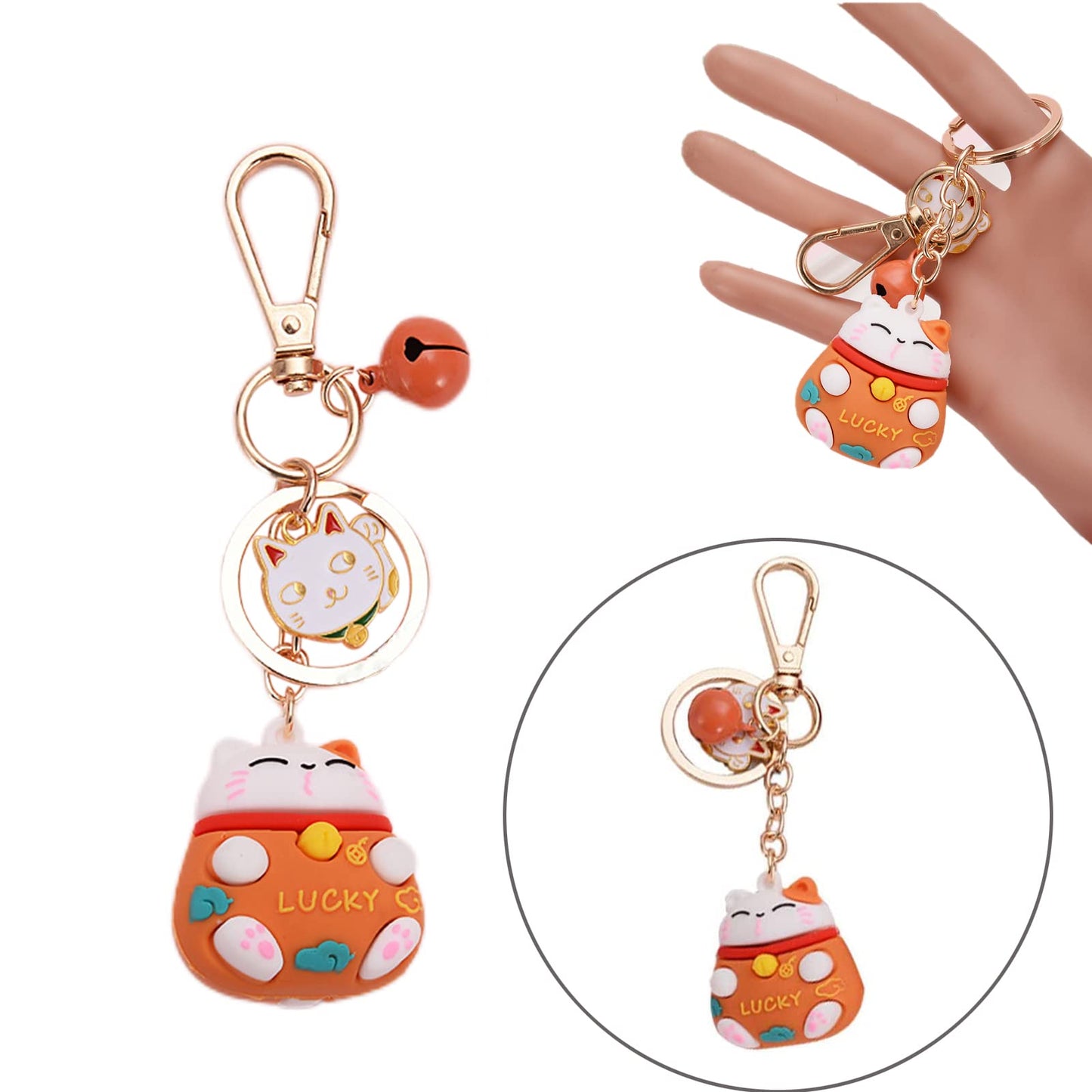 4 Pièces Porte-clés Forme Chat Porte-bonheur, Porte-clés Chat Porte-Bonheur, Keychain Chat Pendentif, pour Pendentif Porte-clés, Ornement Sac, Cadeau Porte-clés