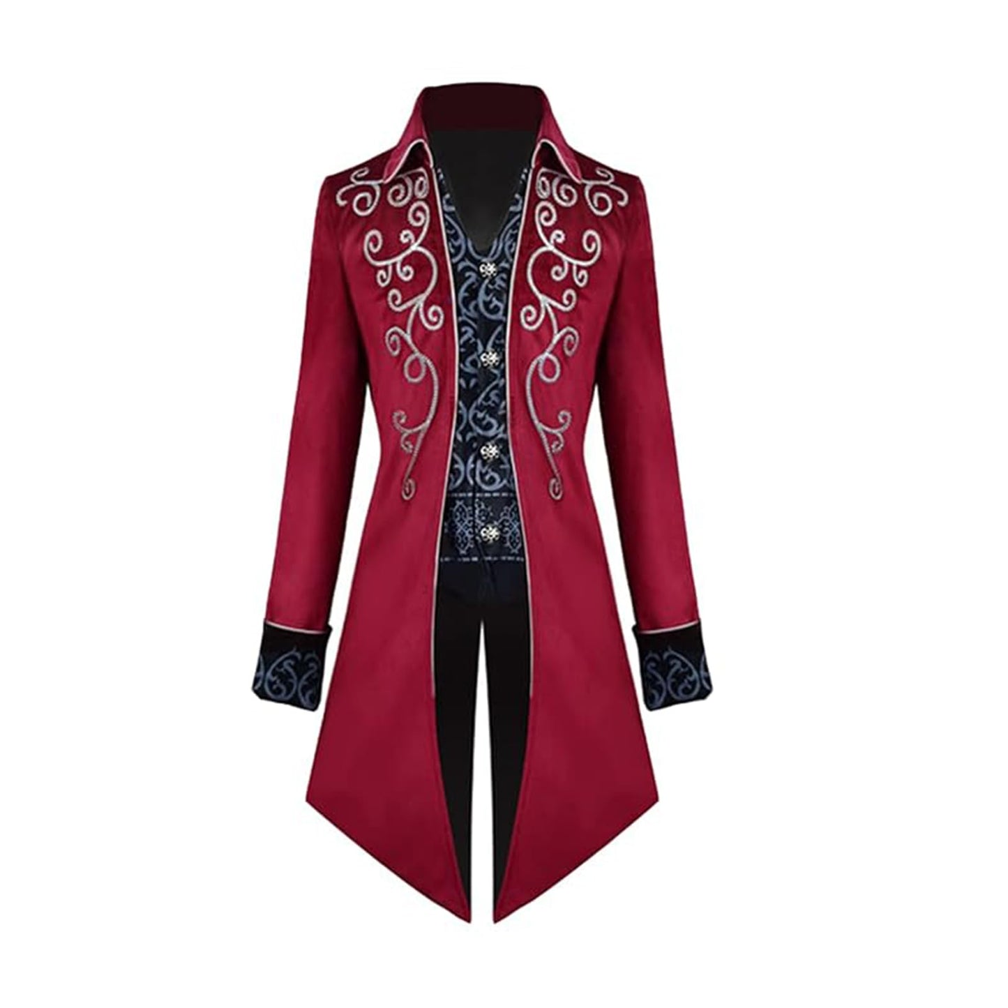 FJKVKDT Veste médiévale steampunk pour homme avec queue-de-more, victorien, Renaissance, gothique, rétro, Halloween, cosplay, costume de gentleman pour adulte, Rouge, M