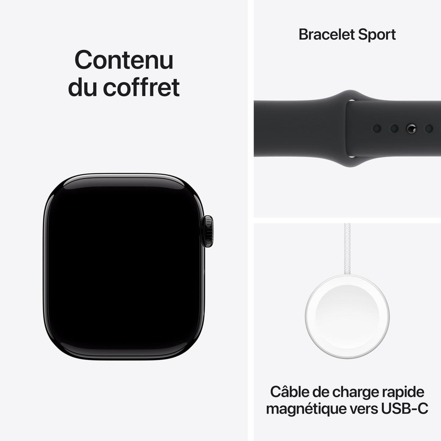 Apple Watch Series 10 (42 mm GPS) Montre connectée avec Boîtier en Aluminium Noir de Jais et Bracelet Sport Noir (S/M). Suivi de l’activité Physique, app ECG, écran Retina Toujours activé